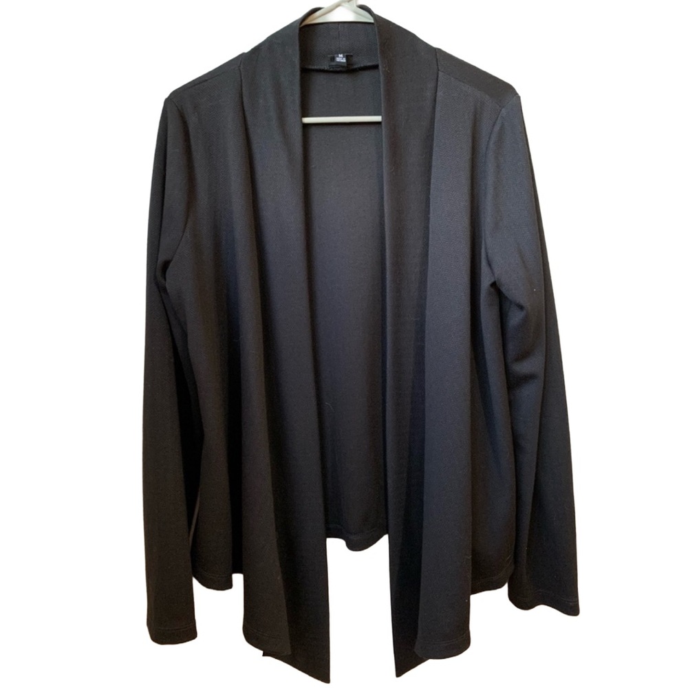 RAFAELLA Women’s Black Long Sleeve Open Front Flyaway Cardigan Sweater